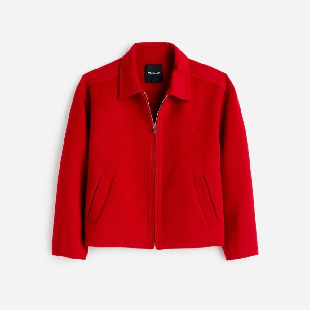 NWT Madewell Double-Faced Rounded-Sleeve Wool Blend Red Cherry Coat Jacket Med - Picture 5 of 16